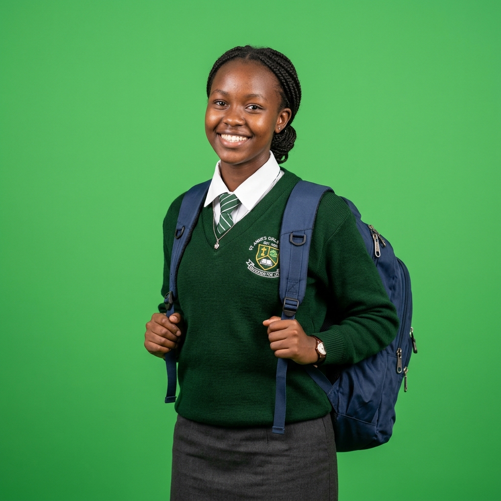Kenyan Student smiling with backpack